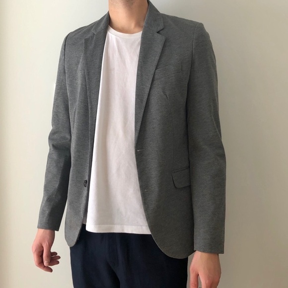 ZARA  MAN BASIC GREY SWEAT BLAZER - L - Picture 1 of 8